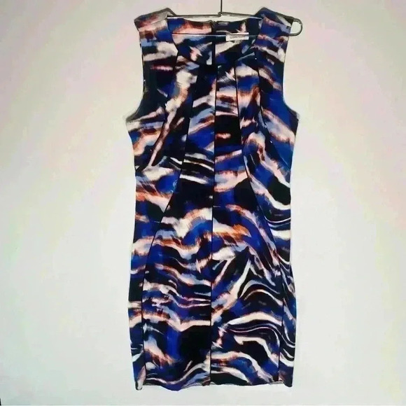 Calvin Klein Abstract Patterned Sleeveless MIDI Dress Size 6 - Picture 1 of 12